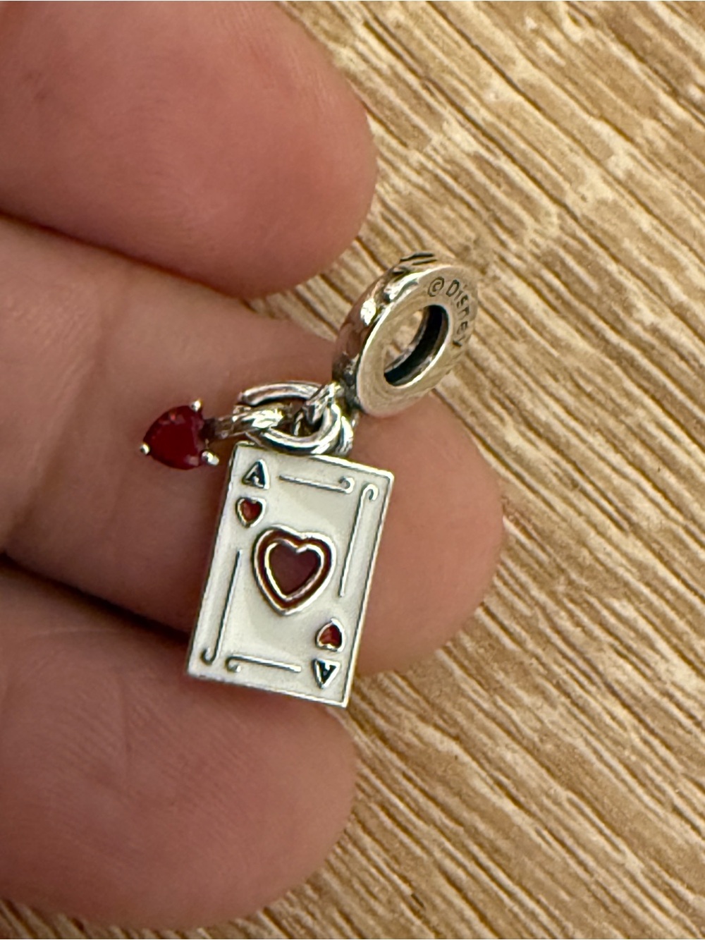 Pandora Silver Ace of Hearts Dangle Charm - Red Accent - Picture 7 of 7
